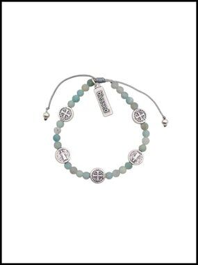 Handwoven Spiritual Protection Bracelet with Benedictine Medals